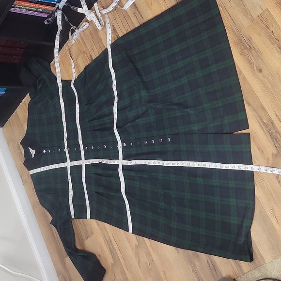 Vtg 90s APPLESEED'S Green Blue Plaid Long Sleeve Button Front Praire Dress - 26W - Picture 11 of 12